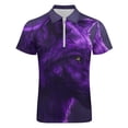 thumbnail image 4 of Purple Wolf Men Zipper T-shirt Summer Casual Short Sleeve T-shirt Top, 4 of 7