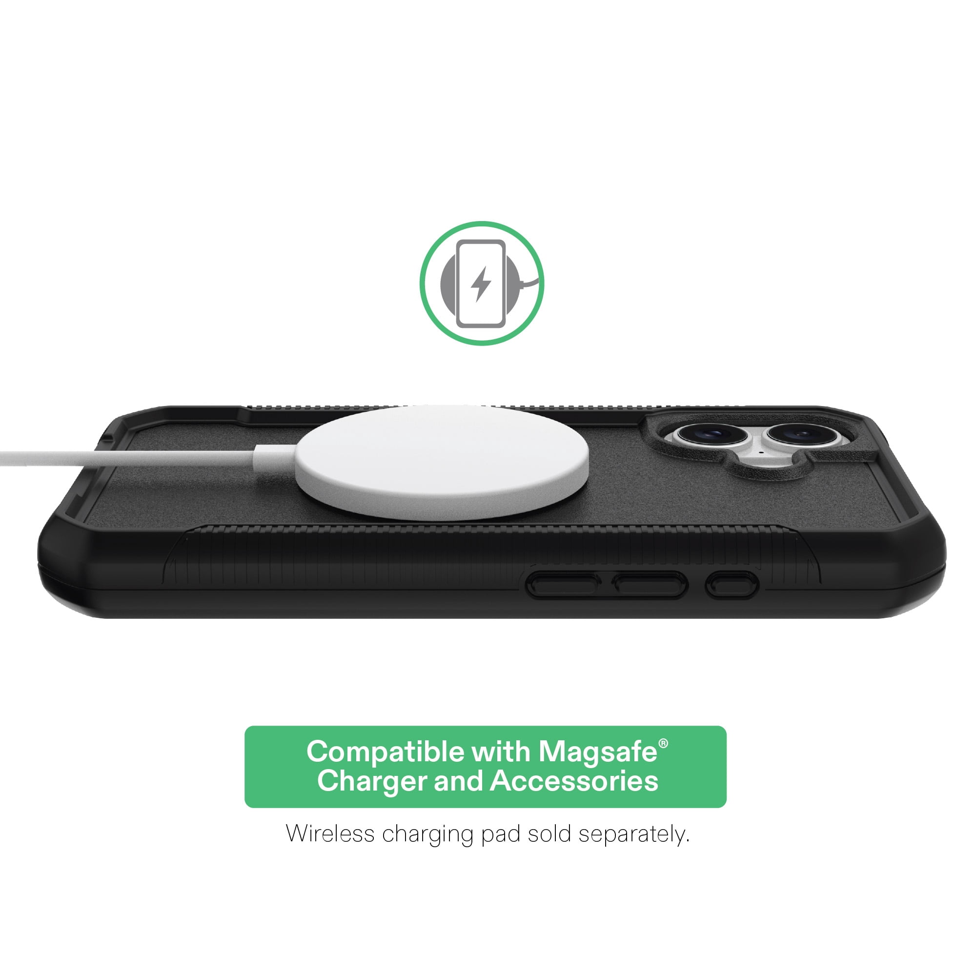 onn MagSafe Compatible Rugged Phone Case for iPhone 17 - Black