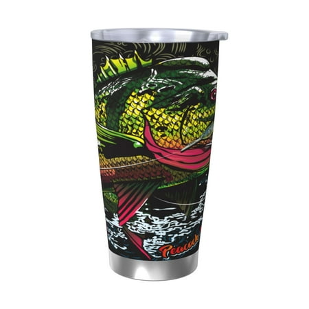 

Ocsxa bass Pattern 20oz Travel Coffee Mug with Flip Lid Stainless Steel Insulated Insulated Coffee Mug Thermal Cup with Splash Proof Sliding Lid-Without Straw