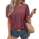 thumbnail image 2 of Camisas de Manga Corta para las Mujeres Casual Color Sólido Cuello Redondo Blusa, Poliéster Ligero Primavera Y Verano Superior, 2 of 8