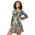 thumbnail image 3 of FORMRS Womens Long Sleeve Nightgowns Crew Neck Sleep Shirt Soft Pajamas Sizes S-3XL, Flowers Cat, 3 of 8