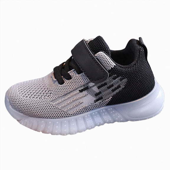 Sopiago Sneakers for Boys Fashion Sneakers Breathable Lightweight Lace-up Running Walking Running Shoes Girls Black,12