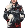 thumbnail image 2 of Bingfone Red Black Ink Style Bald Eagle Men's Drawstring Hoodie Long Sleeve Pocket Sweatshirts-4X-Large, 2 of 6