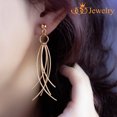 thumbnail image 3 of 555Jewelry Womens Stainless Steel Curved Dangle Threader Drop Shiny Hanging Stud Metal Shiny Post Stud Push Back Statement Party Trendy Fashion Jewelry Accessory Earrings, Yellow Gold, 3 of 5