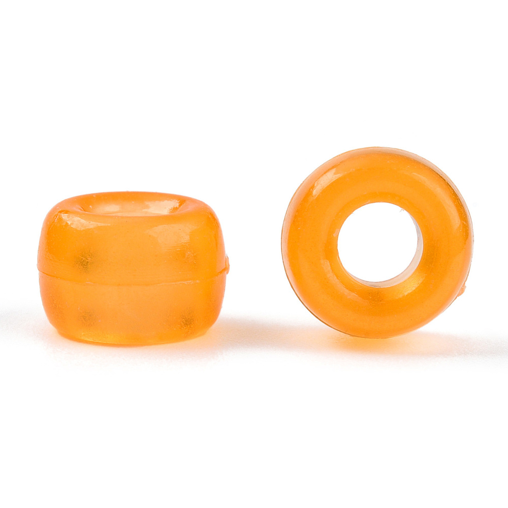 500g Transparent & Luminous Plastic Beads Frosted Crow Beads Pony Beads Glow in the Dark Barrel Orange 9x6mm Hole: 3.8mm