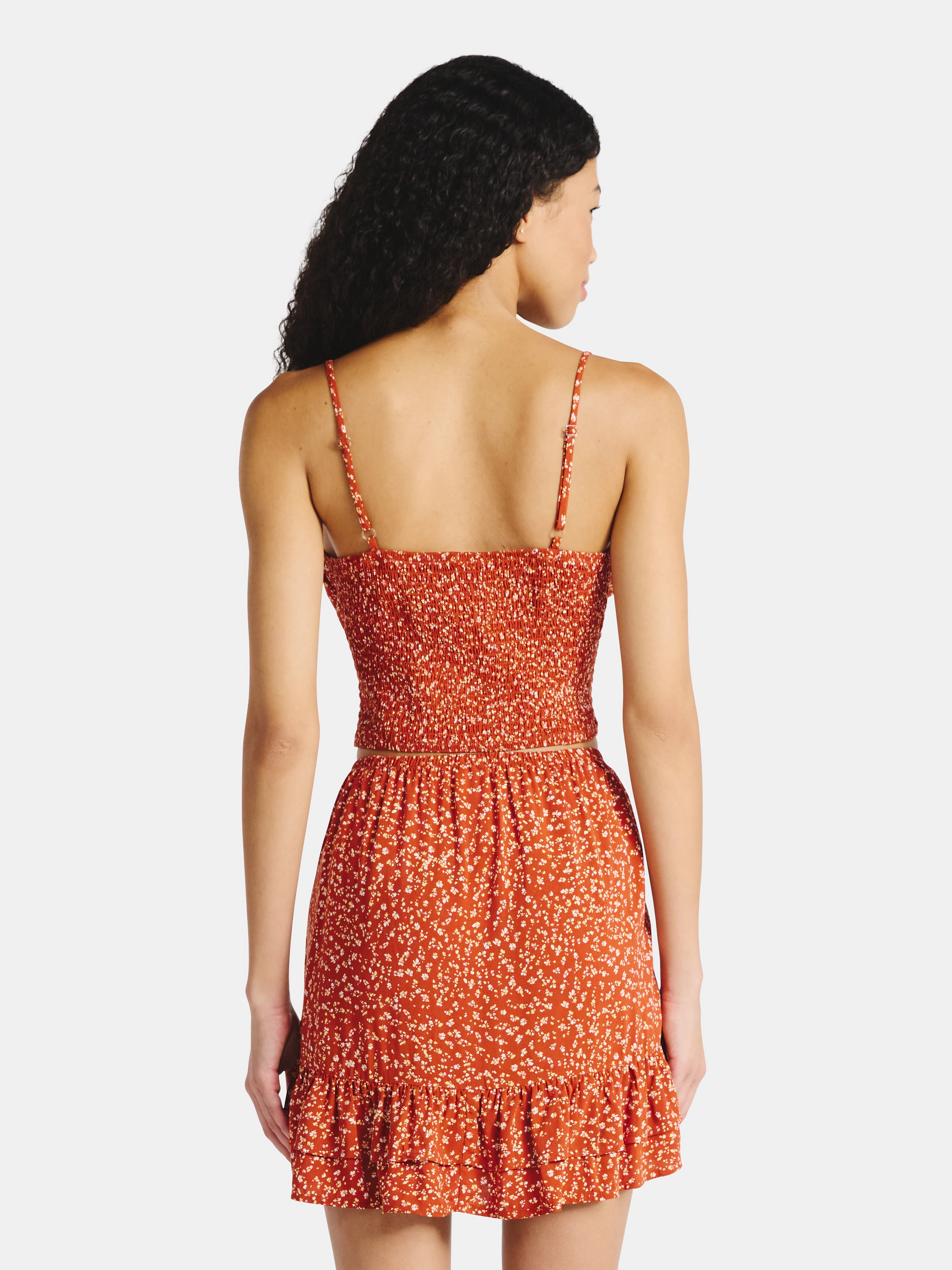 No Boundaries Button Cami and Ruffle Mini Skirt Set, 2-Piece, Women's