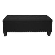 Magshion Rectangular Storage Ottoman Bench Tufted Footrest Lift Top Pouffe Ottoman, Coffee Table, Seat, Foot Rest, and more 42'', Linen Black