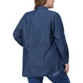 thumbnail image 4 of Plus Size Shirts for Women Chambray Top Button Down Denim Shirts Tops 2025 1X Dark Blue, 4 of 7