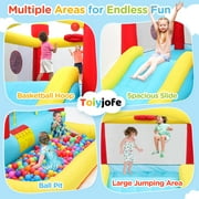Toiyjofe Inflatable Bounce House with Slide & Ball Pit, Kids Bouncy Castle with Blower, Backyard Play Center for Kids 3-6, Indoor Outdoor Party Use