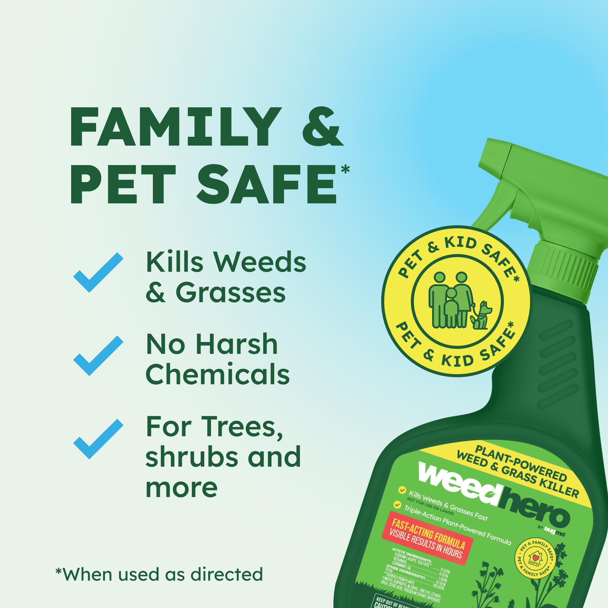 BugMD Weed Hero Plant-Powered Pet-Safe Weed & Grass Killer Spray, Ready-to-Use, 24 fl oz