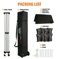thumbnail image 6 of Outdoor Pop up Canopy Tent 10x10, Waterproof Canopy Tent with 4 Removable Sidewalls and Roller Bag, Heavy Duty Tent for Commercial, Black, 6 of 7