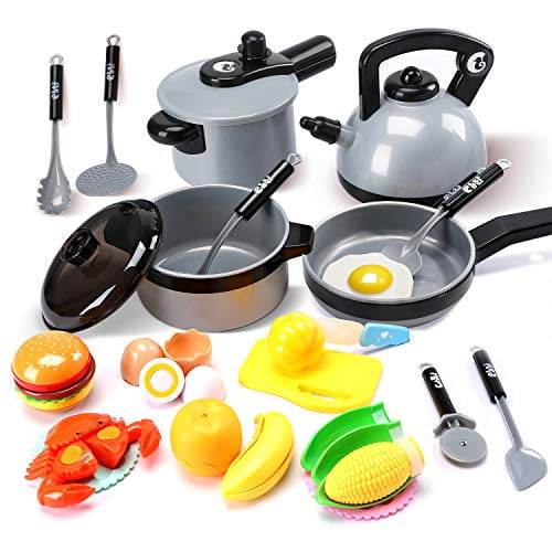 Kitchen Play Kids Set Toy Pretend Cooking Food Role Toys Gift Playset Cookware 