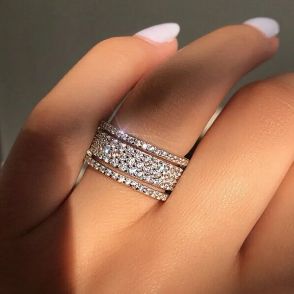 2.00 Ct Round Cut Moissanite Eternity Wedding Band 14K White Gold Plated