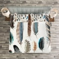 thumbnail image 3 of Ambesonne Animal Quilted Bedspread Set 3 Pcs, Bird Body Feathers Set, Queen Size, Multicolor, 3 of 3