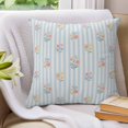 thumbnail image 3 of Pillow Covers 16x16 Set of 2, Pink Spring Floral Throw Pillow Covers Decorative Couch Cushion Cover, Blue Striped Farmhouse Art Elegant Microfiber Soft Square Pillowcases for Bedroom Living Room Sofa, 3 of 9