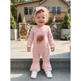 thumbnail image 5 of RUINIXCW Newborn Baby Girl Football Outfit Infant Baby Girl Pink Romper Spring Fall Winter Clothes Embroidery Rugby Bow Long Sleeve Jumpsuit Headband, 5 of 9