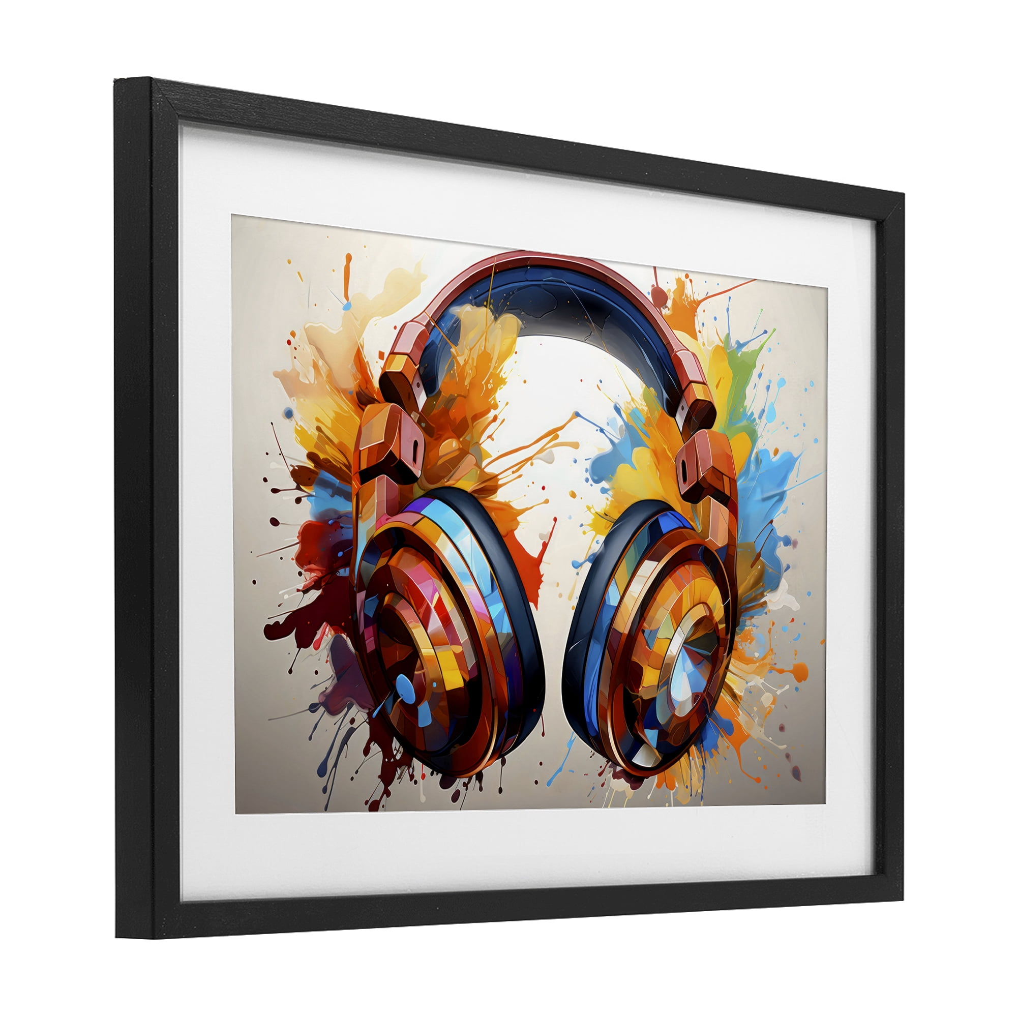Stupell Industries Music In Color Splatter Black Framed Print Under Glass, design by Creative Studio