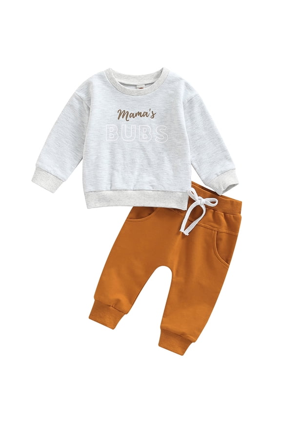 Toddler Baby Boy Bro Outfit 6M 12M 18M 2T 3T Letter Print Long Sleeve Sweatshirts Pullover Tops Pants Fall Winter Clothes Set