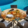 thumbnail image 6 of Round Table Cover 55-60 Inch Thanksgiving Waterproof Reusable Table Cloth Round Fitted Vinyl Tablecloth with Elastic Edged for Parties Outdoors, Fall Harvest Punpkin Maple Leaf Farmhouse, 6 of 9