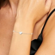 APSVO S925 Sterling Silver Plated Love Heart Initial Bracelets for Women Girls CZ Letter A Bracelet Birthday Graduation Jewelry Gifts Teen Her Mom Wife Lady Adults Kids Age Ideas