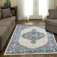 thumbnail image 5 of Handcraft Rugs Persian Rug - Faded, Oriental Distressed Area Rug - Modern Vintage Design Persian Area Rug - Abstract, Multicolor Kashan Design Persian Rug - Ivory/Beige/Aqua Blue/Navy 8 x 10 feet, 5 of 6