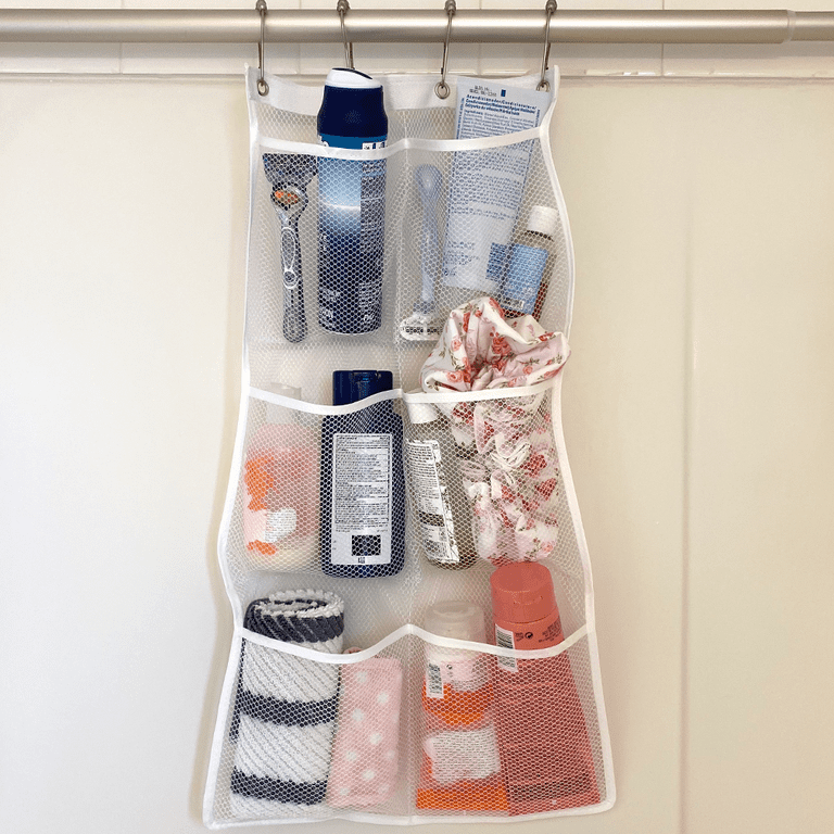 Evelots Mesh Shower Caddy-Organizer-6 Pockets-Shampoo-Soap-Razor-Quick