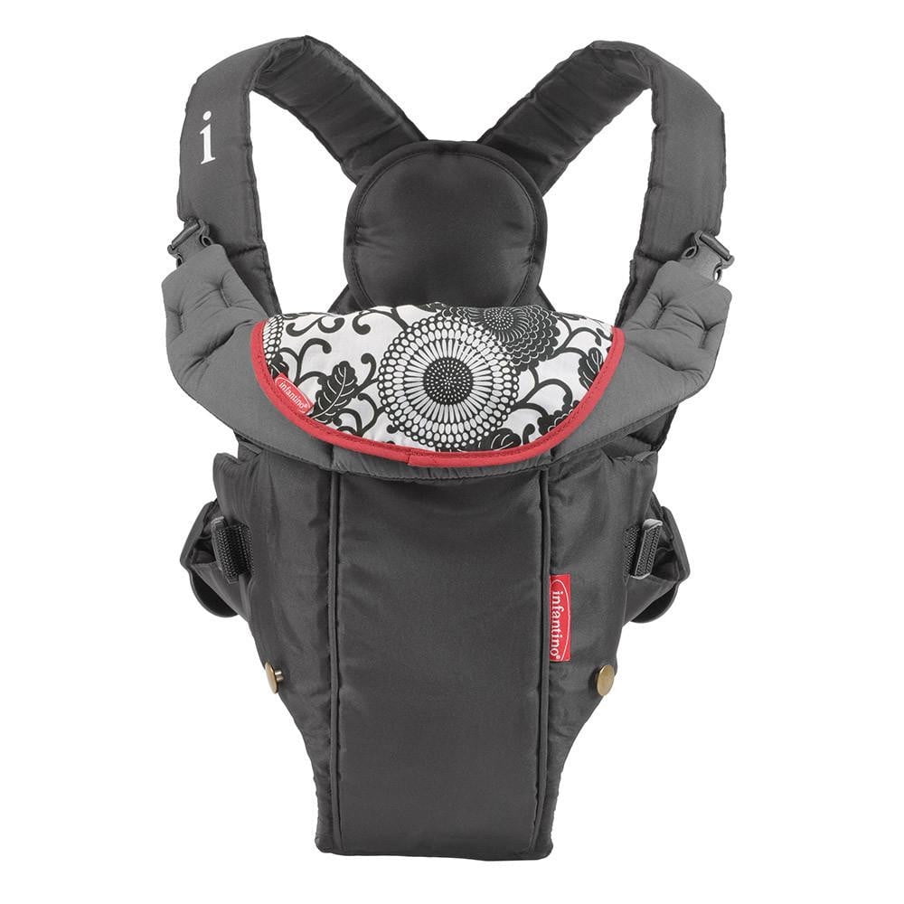 Infantino Swift Classic Baby Carrier with Wonder Cover Bib, Unisex 8-25 lbs, 2-Position, Black