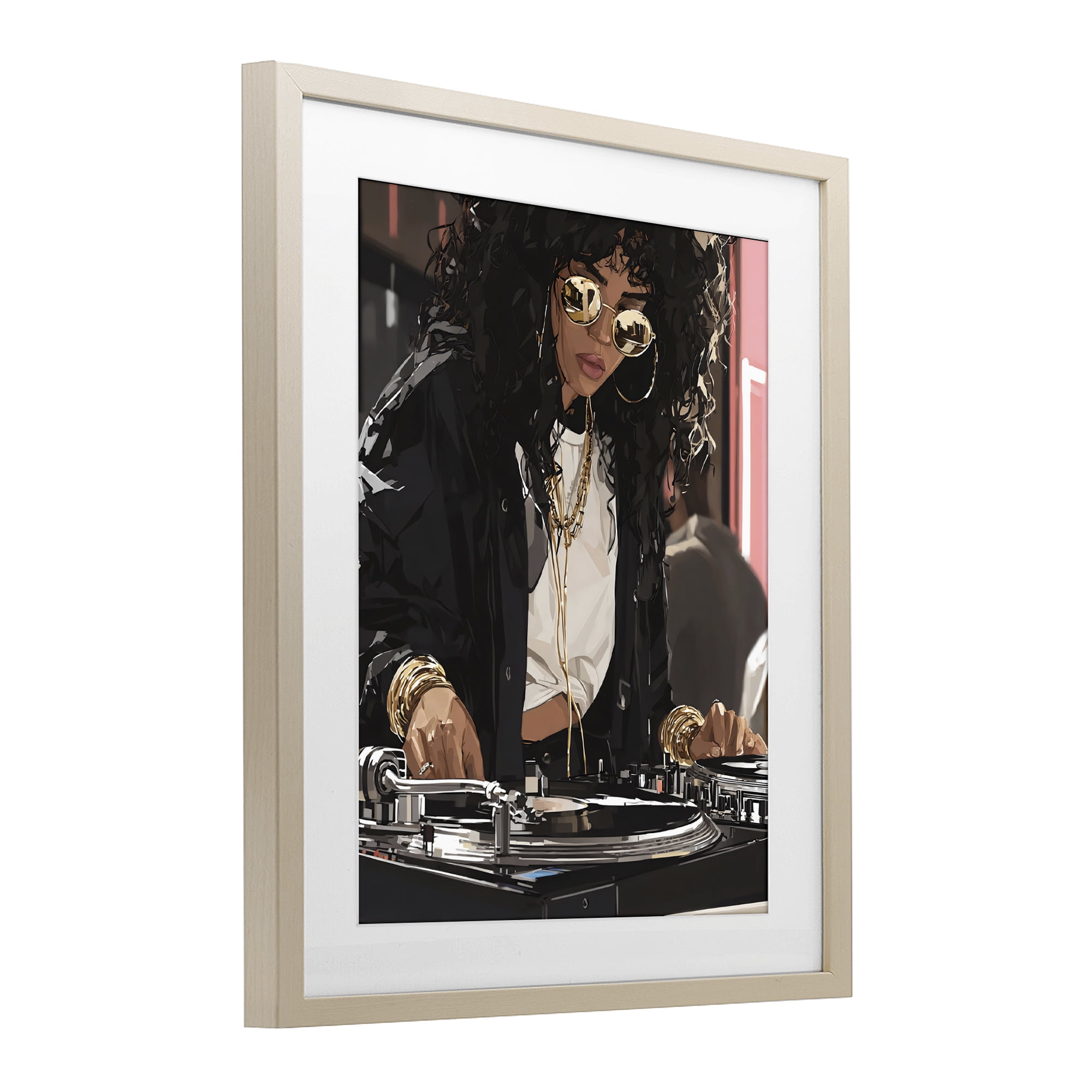 Stupell Industries DJ Focused On Turntables Birch Framed Print Under Glass, design by Franklyn Gregory