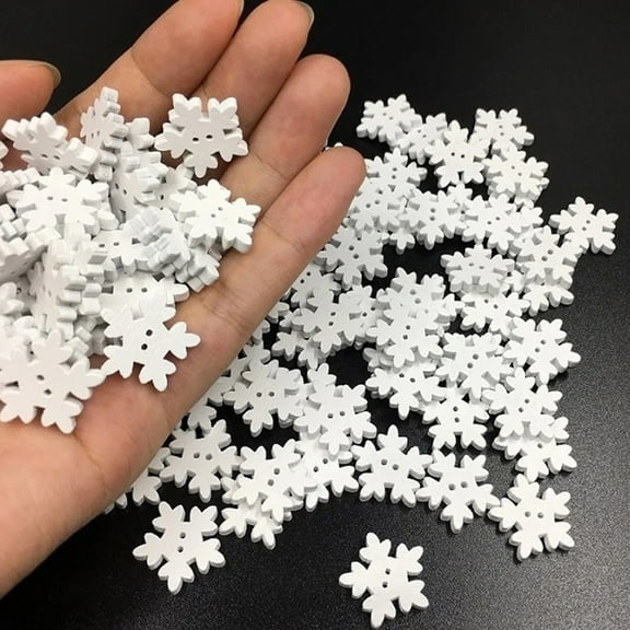 100 Snowflake Christmas Tree Ornaments/ 100Pcs 1.8cm Snowflake Christmas Tree Hanging Ornament DIY Wood Craft Xmas Decor White Wood