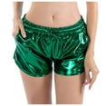 thumbnail image 2 of Pxiakgy shorts for women Women's Fashion Mid Waist Yoga Sport Pants Shorts Shiny Metallic Pants Green + M, 2 of 7