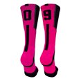 thumbnail image 1 of Player Id Black/Neon Pink Number Crew Socks (#09, Large) - #09,Large, 1 of 2