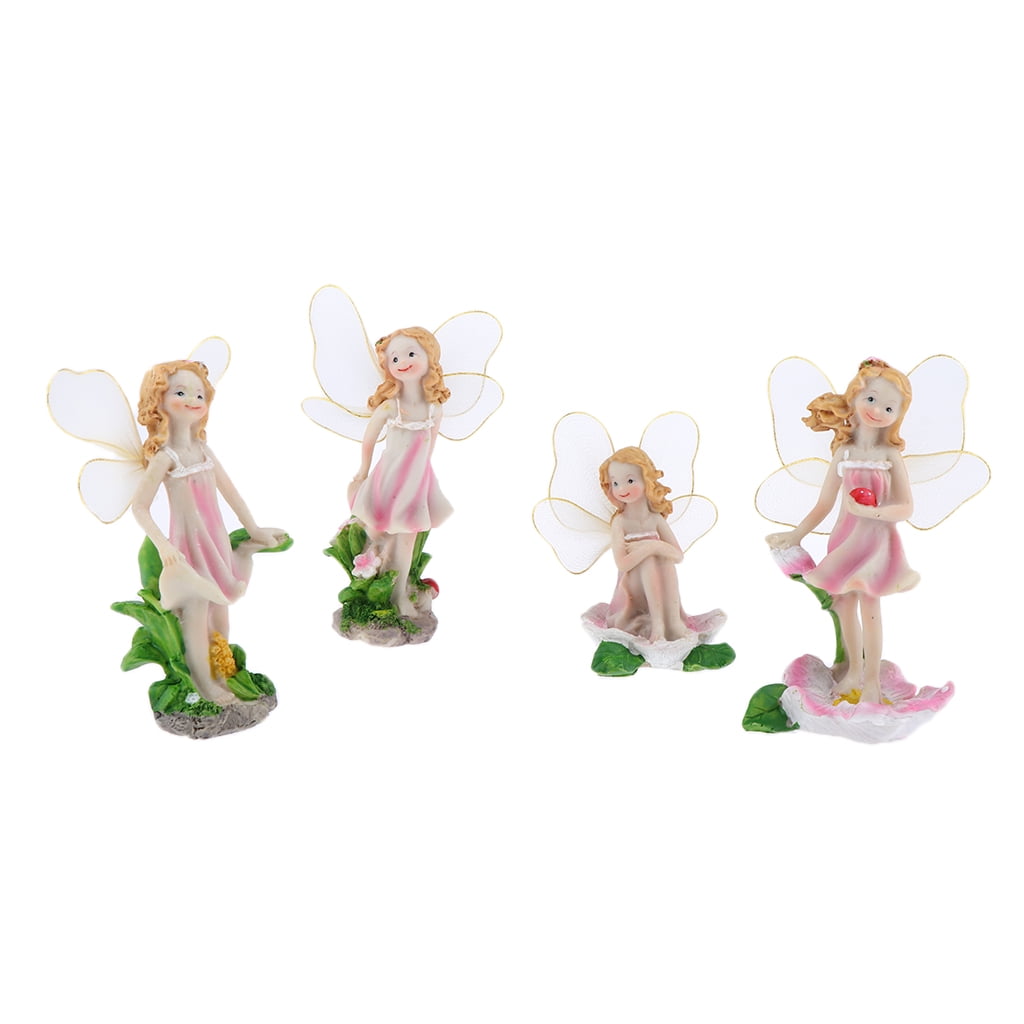 4x Flower Fairies Garden Miniature Ornament Set DIY Kit Gifts for Kids 