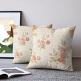 thumbnail image 2 of Pillow Covers 26x26 Set of 2, Pink Roses Throw Pillow Covers Decorative Couch Cushion Cover, Vintage Boho Farmhouse Botanical Leaves Microfiber Soft Square Pillowcases for Bedroom Living Room Sofa, 2 of 9