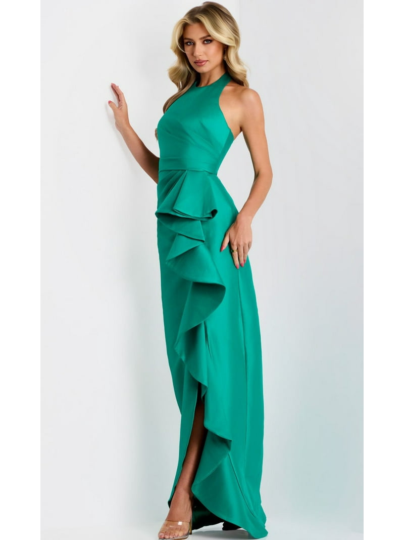 navy blue dress for baby girl Emerald Asymmetric V-Neck Cutout Rhinestone Unique Prom Dress