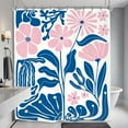 thumbnail image 3 of Pink Blue Matisse Flower Shower Curtain Abstract Retro Aesthetic Minimalist Vintage Art 70s Modern Bathroom Set Accessories Decor with Hooks 72"W x 84"L (Pack of 1), 3 of 6
