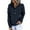 #Navy, variant on NSLGXD Half Button V Neck Hoodies for Women Drawstring Casual Long Sleeve Pullovers Solid Color Comfortable Sweatshirts with Pocket
