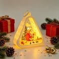thumbnail image 4 of Christmas Hanging Night Light – Triangular LED Lamp with Tree, Santa & Snowman Pattern, Warm White Glow, Battery Operated Desktop Decor for Xmas Home, 4 of 7