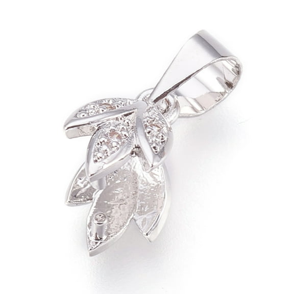 10 pc Brass Cubic Zirconia Pinch Bails Flower Clear Platinum 15mm Hole: 3.5x4mm Pin: 0.8mm