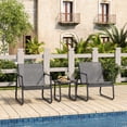 thumbnail image 6 of 3-Piece Outdoor Bistro Furniture Set, 2-Seater Patio Conversation Chairs with Anti-Rust Metal Frame, Gray, 6 of 9