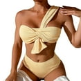 thumbnail image 2 of MKLEKYY Trajes De Baño Mujer Control Abdomen Women'S Shoulder High Waist Gathered Solid Color Split Swimsuit, 2 of 6