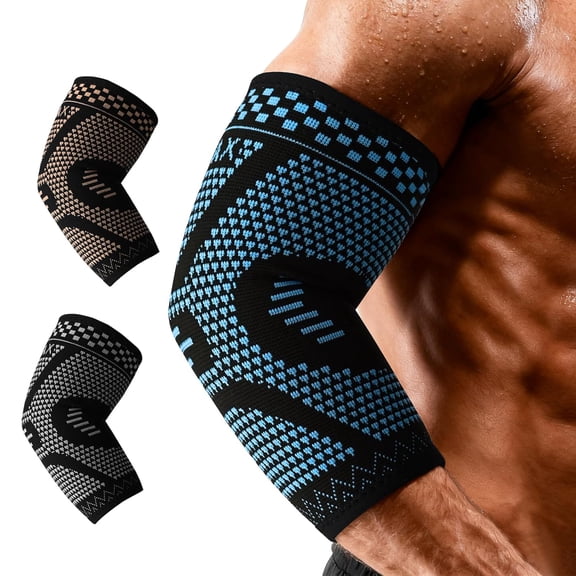 DUPAI Copper Elbow Compression Sleeve, 2 Pack Elbow Brace for Tendonitis and Tennis Elbow for Women & Men, Elbow Sleeve for Golfers, Joint Pain Relief, Arthritis, Bursitis, Workout, Weightlifting