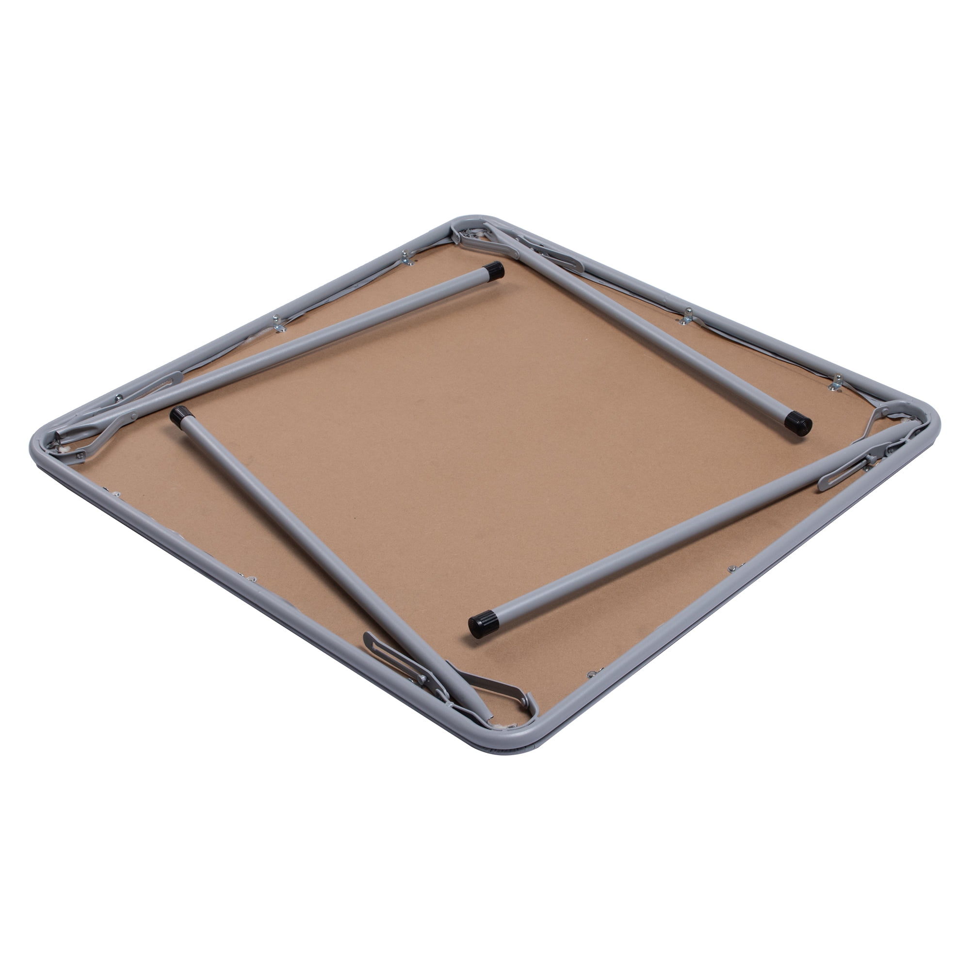 Square Folding Card Table, No Assembly Portable Dining Game Table for 4, PVC Top Metal Frame Space-Saving Table for Indoor Outdoor Use
