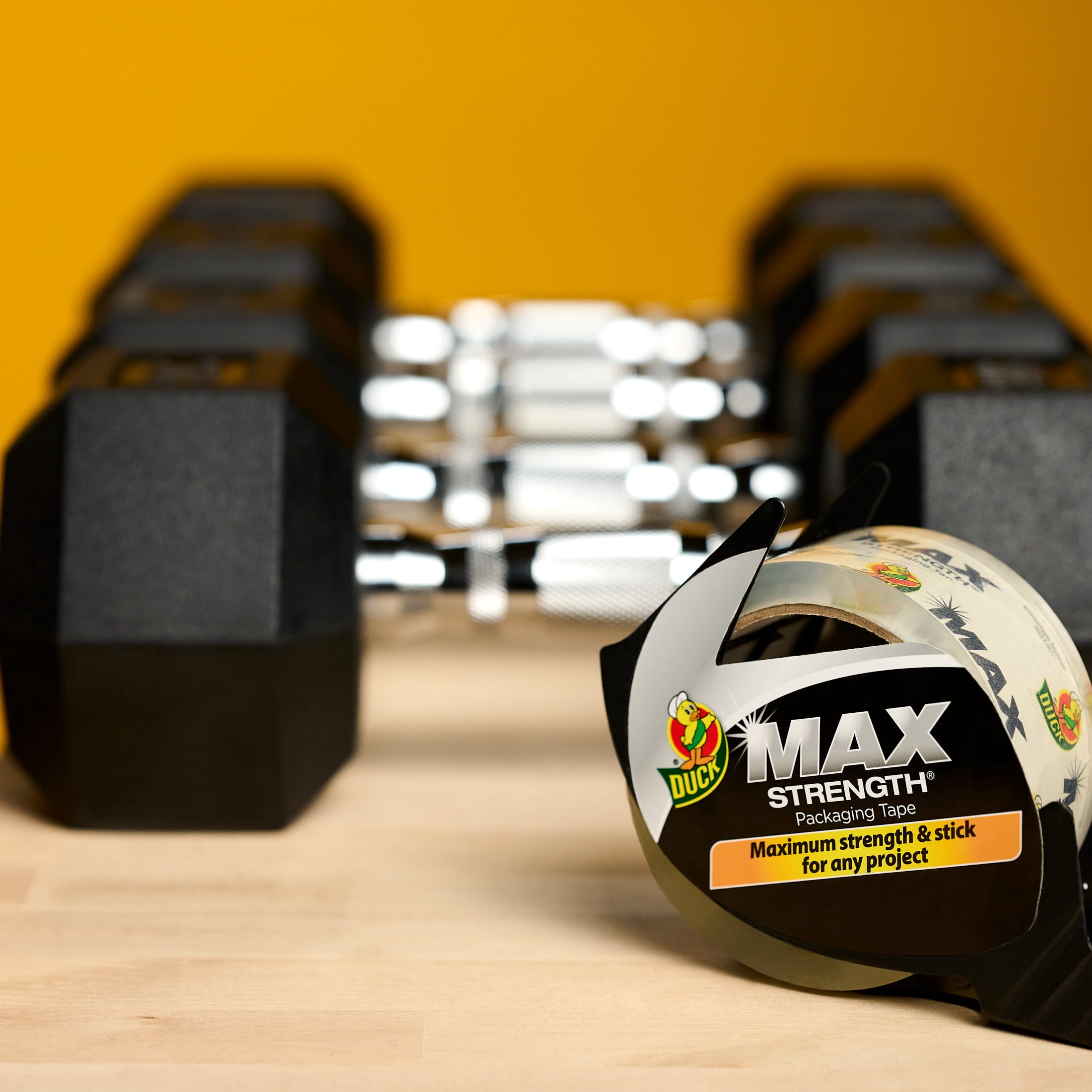Duck Max Strength Clear Packaging Tape with Dispenser, 1.88 in. x 38.2 yd.