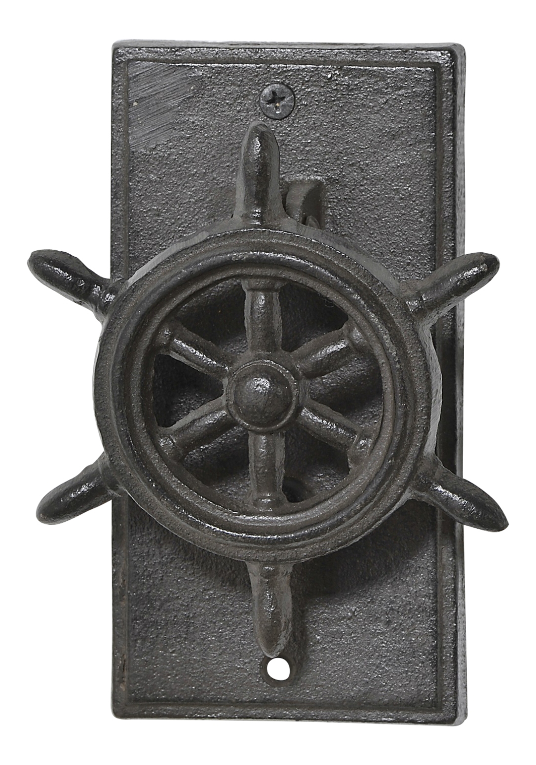 Ships Wheel Door Knocker and Striker Plate 6 Inch Cast Iron Metal