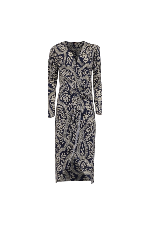 Pre-Owned Johanna Ortiz Spice Market Hunter Midi Dress in Midnight Blue Cotton