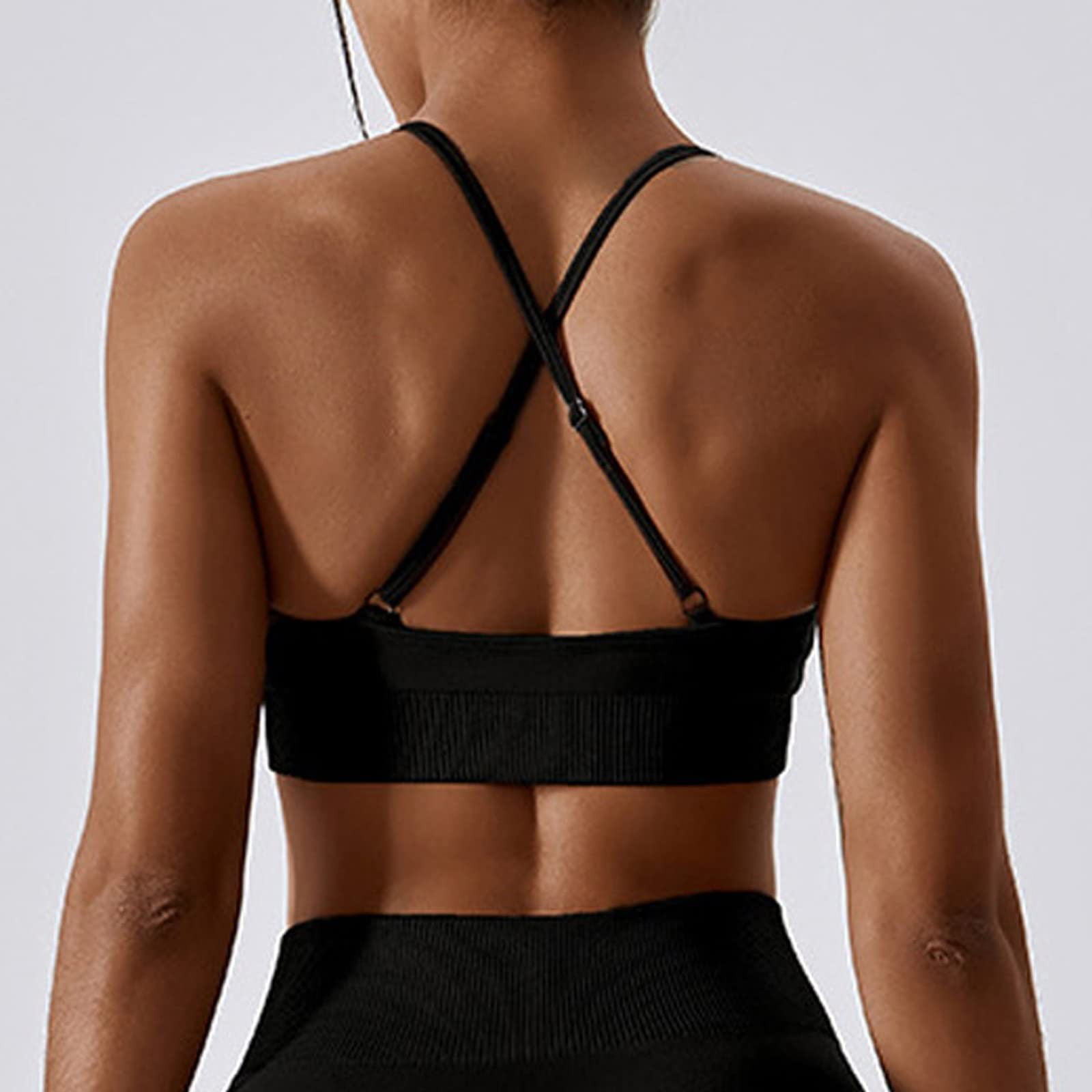 Biplut Women Bra Wide Shoulder Straps U-neck Shockproof Back Support Tummy  Control Sports Bra Female Clothing