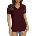 thumbnail image 4 of Aiyino Women’s Short Sleeve Round Neck Tops Lace Casual Loose Blouses T Shirts, 4 of 9