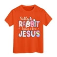 thumbnail image 2 of lnmuld Toddler Kids Easter Egg Bunny Graphic Tee - Holiday Celebration Shirt Color:Orange,Size:8-9 Years, 2 of 4