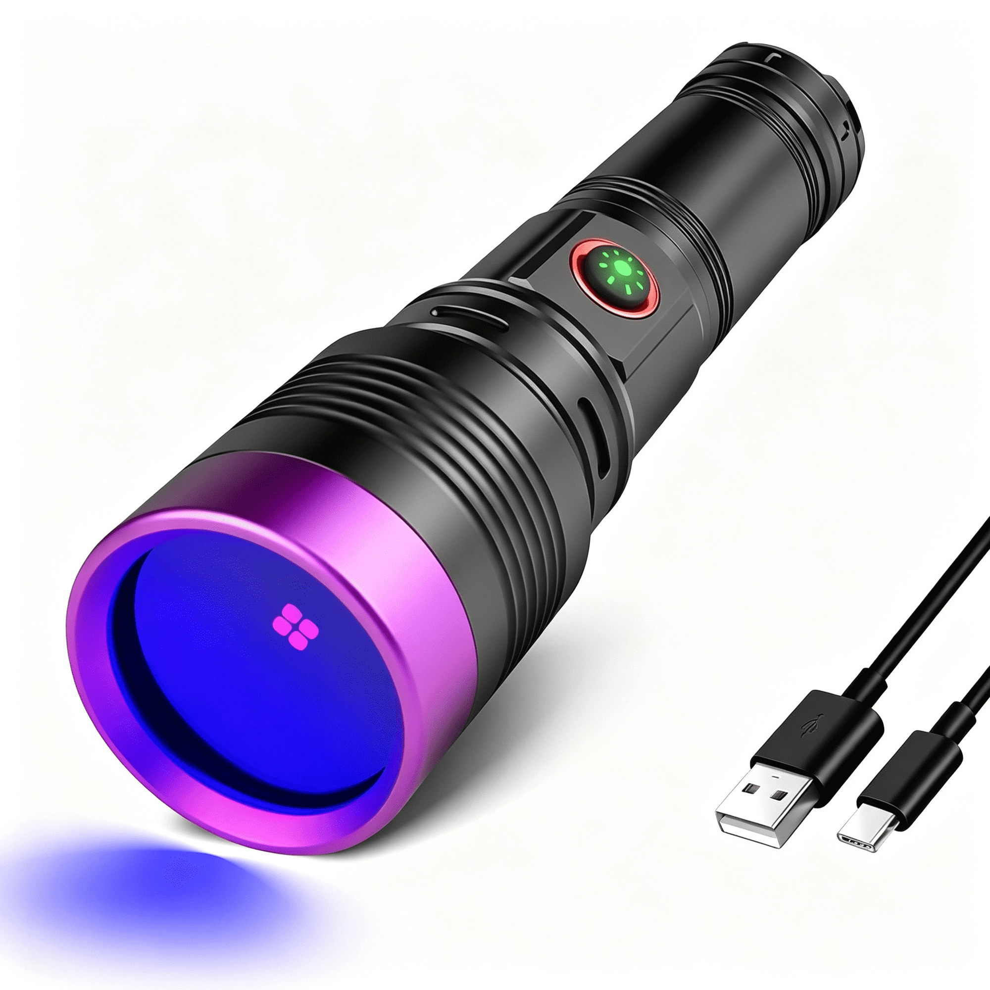 XUBIYM 365Nm Uv Flashlight Rechargeable Black Light Flashlights Adjustable Focus Blacklight Powerful Pet Urine Detection Ultraviolet Resin Curing Rocks Scorpions Blood Tracking Uranium Glass