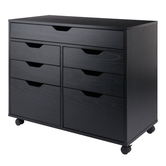 Homestock Handmade Home Cabinet In Sleek Black, Features 5 Drawers And 2 Cabinets, 32.13" X 15.98" X 26.30", Durable Construction